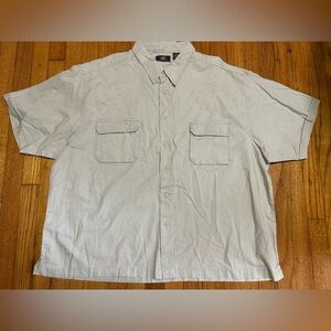 VTG Route 66 Mens Size 3X Short Sleeve Button Front Collared Shirt W/Pockets Tan